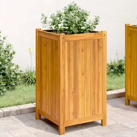 Planter with solid acacia wood lining 42x42x75 cm by , Pots and planters - Ref: Foro24-366436, Price: 85,58 €, Discount: %