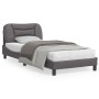 Estructura de cama con luces LED cuero sintético gris 90x190 cm de , Camas y somieres - Ref: Foro24-3213902, Precio: 155,05 €...