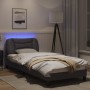 Estructura de cama con luces LED cuero sintético gris 90x190 cm de , Camas y somieres - Ref: Foro24-3213902, Precio: 155,05 €...
