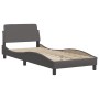Estructura de cama con luces LED cuero sintético gris 90x190 cm de , Camas y somieres - Ref: Foro24-3213902, Precio: 155,05 €...