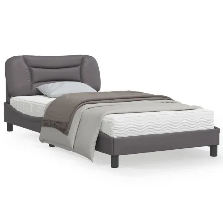 Estructura cama con luces LED cuero sintético gris 100x200 cm de , Camas y somieres - Ref: Foro24-3213916, Precio: 162,71 €, ...