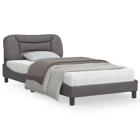 Estructura cama con luces LED cuero sintético gris 100x200 cm de , Camas y somieres - Ref: Foro24-3213916, Precio: 151,53 €, ...