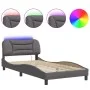 Bed frame with LED lights gray synthetic leather 100x200 cm by , Beds and slatted bases - Ref: Foro24-3213916, Price: 162,71 ...