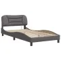 Estructura cama con luces LED cuero sintético gris 100x200 cm de , Camas y somieres - Ref: Foro24-3213916, Precio: 162,71 €, ...