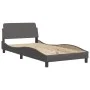 Estructura cama con luces LED cuero sintético gris 100x200 cm de , Camas y somieres - Ref: Foro24-3213916, Precio: 162,71 €, ...