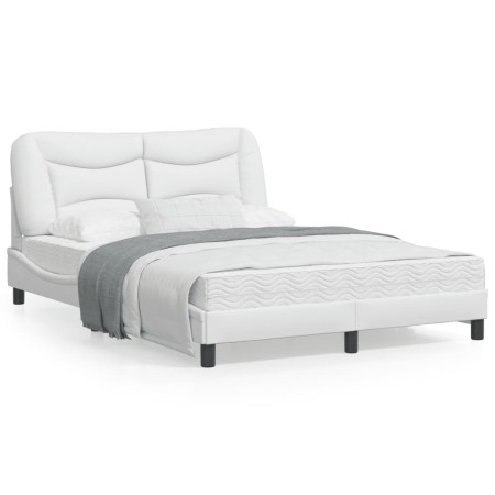 Estructura cama con luces LED cuero sintético blanco 120x200 cm de , Camas y somieres - Ref: Foro24-3213921, Precio: 226,80 €...