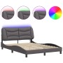 Estructura cama con luces LED cuero sintético gris 120x200 cm de , Camas y somieres - Ref: Foro24-3213923, Precio: 207,24 €, ...