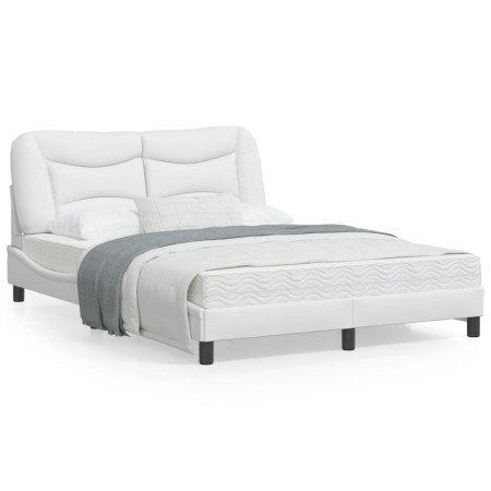 Estructura cama con luces LED cuero sintético blanco 140x190 cm de , Camas y somieres - Ref: Foro24-3213928, Precio: 242,23 €...