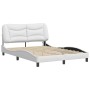 Estructura cama con luces LED cuero sintético blanco 140x190 cm de , Camas y somieres - Ref: Foro24-3213928, Precio: 242,23 €...
