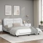 Estructura cama con luces LED cuero sintético blanco 140x190 cm de , Camas y somieres - Ref: Foro24-3213928, Precio: 242,23 €...