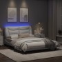 Estructura cama con luces LED cuero sintético blanco 140x190 cm de , Camas y somieres - Ref: Foro24-3213928, Precio: 242,23 €...