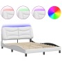 Estructura cama con luces LED cuero sintético blanco 140x200 cm de , Camas y somieres - Ref: Foro24-3213935, Precio: 242,05 €...