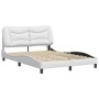 Estructura cama con luces LED cuero sintético blanco 140x200 cm de , Camas y somieres - Ref: Foro24-3213935, Precio: 242,05 €...