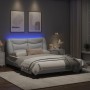 Estructura cama con luces LED cuero sintético blanco 140x200 cm de , Camas y somieres - Ref: Foro24-3213935, Precio: 242,05 €...