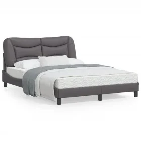 Estructura cama con luces LED cuero sintético gris 140x200 cm de , Camas y somieres - Ref: Foro24-3213937, Precio: 220,26 €, ...