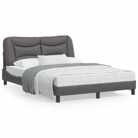 Estructura cama con luces LED cuero sintético gris 140x200 cm de , Camas y somieres - Ref: Foro24-3213937, Precio: 225,25 €, ...