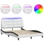 Bed frame with LED black white synthetic leather 140x200 cm by , Beds and slatted bases - Ref: Foro24-3213940, Price: 243,49 ...