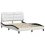 Bed frame with LED black white synthetic leather 140x200 cm by , Beds and slatted bases - Ref: Foro24-3213940, Price: 243,49 ...