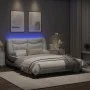 Bed frame with LED black white synthetic leather 140x200 cm by , Beds and slatted bases - Ref: Foro24-3213940, Price: 243,49 ...
