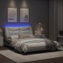 Estructura cama con LED cuero sintético blanco negro 140x200 cm de , Camas y somieres - Ref: Foro24-3213940, Precio: 241,70 €...