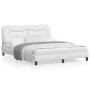 Estructura de cama con luces LED cuero PE blanco 160x200 cm de , Camas y somieres - Ref: Foro24-3213942, Precio: 243,68 €, De...