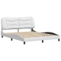 Estructura de cama con luces LED cuero PE blanco 160x200 cm de , Camas y somieres - Ref: Foro24-3213942, Precio: 243,68 €, De...