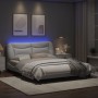 Estructura de cama con luces LED cuero PE blanco 160x200 cm de , Camas y somieres - Ref: Foro24-3213942, Precio: 243,68 €, De...