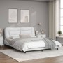 Estructura de cama con luces LED cuero PE blanco 160x200 cm de , Camas y somieres - Ref: Foro24-3213942, Precio: 243,68 €, De...