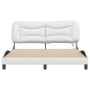 Estructura de cama con luces LED cuero PE blanco 160x200 cm de , Camas y somieres - Ref: Foro24-3213942, Precio: 243,68 €, De...