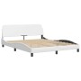 Estructura de cama con luces LED cuero PE blanco 160x200 cm de , Camas y somieres - Ref: Foro24-3213942, Precio: 243,68 €, De...