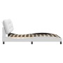 Estructura de cama con luces LED cuero PE blanco 160x200 cm de , Camas y somieres - Ref: Foro24-3213942, Precio: 243,68 €, De...