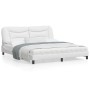 Estructura de cama con luz LED cuero sintético blanco 180x200cm de , Camas y somieres - Ref: Foro24-3213949, Precio: 271,08 €...