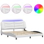 Estructura de cama con luz LED cuero sintético blanco 180x200cm de , Camas y somieres - Ref: Foro24-3213949, Precio: 271,08 €...