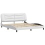 Estructura de cama con luz LED cuero sintético blanco 180x200cm de , Camas y somieres - Ref: Foro24-3213949, Precio: 271,08 €...