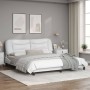 Estructura de cama con luz LED cuero sintético blanco 180x200cm de , Camas y somieres - Ref: Foro24-3213949, Precio: 271,08 €...
