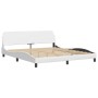 Estructura de cama con luz LED cuero sintético blanco 180x200cm de , Camas y somieres - Ref: Foro24-3213949, Precio: 271,08 €...