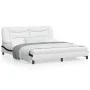 Bed frame with LED light PE leather white black 180x200 cm by , Beds and slatted bases - Ref: Foro24-3213954, Price: 267,76 €...