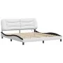 Bed frame with LED light PE leather white black 180x200 cm by , Beds and slatted bases - Ref: Foro24-3213954, Price: 267,76 €...
