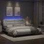 Bed frame with LED light PE leather white black 180x200 cm by , Beds and slatted bases - Ref: Foro24-3213954, Price: 267,76 €...