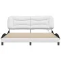 Bed frame with LED light PE leather white black 180x200 cm by , Beds and slatted bases - Ref: Foro24-3213954, Price: 267,76 €...