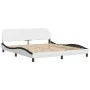 Bed frame with LED light PE leather white black 180x200 cm by , Beds and slatted bases - Ref: Foro24-3213954, Price: 267,76 €...