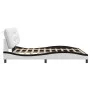 Bed frame with LED light PE leather white black 180x200 cm by , Beds and slatted bases - Ref: Foro24-3213954, Price: 267,76 €...