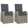 Sillones de jardín reclinables con cojines 2 uds ratán PE gris de , Sillas de jardín - Ref: Foro24-319539, Precio: 273,50 €, ...