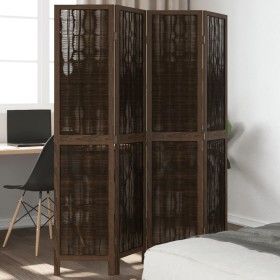 Biombo separador de 4 paneles madera paulownia marrón oscuro de , Divisores de ambientes - Ref: Foro24-358658, Precio: 94,69 ...
