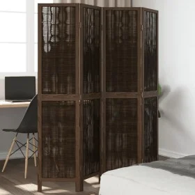 Biombo separador de 4 paneles madera paulownia marrón oscuro de , Divisores de ambientes - Ref: Foro24-358658, Precio: 93,30 ...