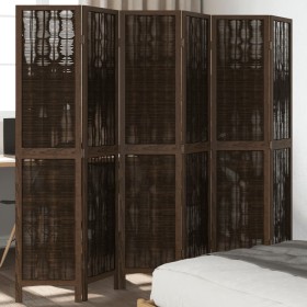 Biombo separador de 6 paneles madera paulownia marrón oscuro de , Divisores de ambientes - Ref: Foro24-358666, Precio: 137,88...