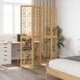 Biombo separador de 4 paneles madera maciza paulownia marrón de , Divisores de ambientes - Ref: Foro24-358867, Precio: 106,65...