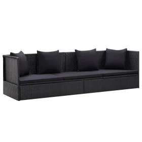 Gartensofa mit schwarzen synthetischen Rattankissen und Kissen von vidaXL, Liegen - Ref: Foro24-46087, Preis: 290,29 €, Rabat...
