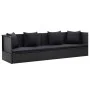 Garden sofa with black synthetic rattan cushions and pillows by vidaXL, Loungers - Ref: Foro24-46087, Price: 290,29 €, Discou...