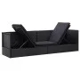 Garden sofa with black synthetic rattan cushions and pillows by vidaXL, Loungers - Ref: Foro24-46087, Price: 290,29 €, Discou...